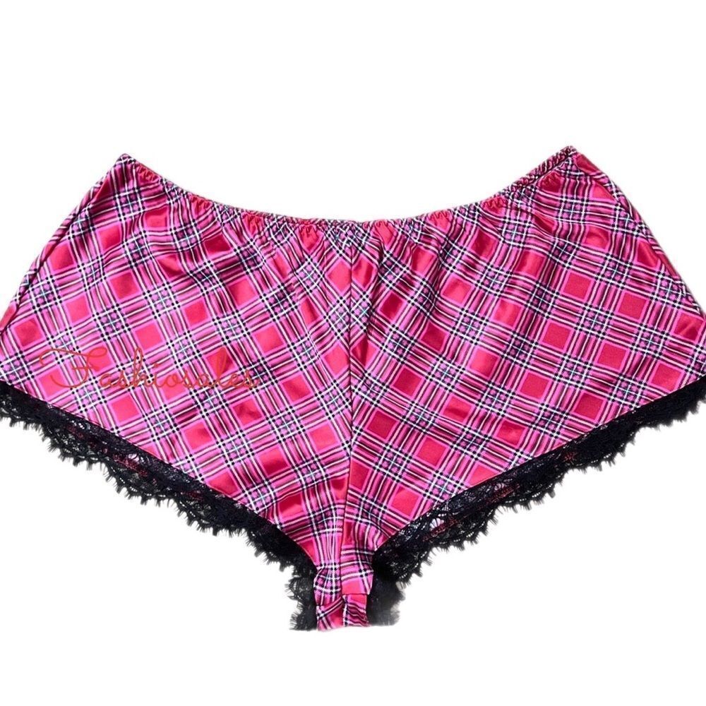 Victoria’s Secret Soft Silky Satin pajama shorts multicolor plaid Large